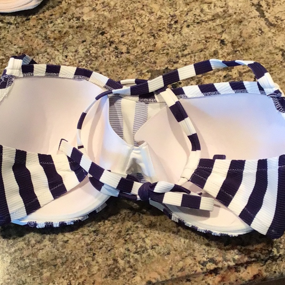 Shade and Shore blue and white stripe bikini top - Picture 2 of 4